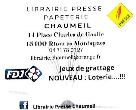 Librairie Presse Papeterie Chaumeil, Riom-ès-Montagnes